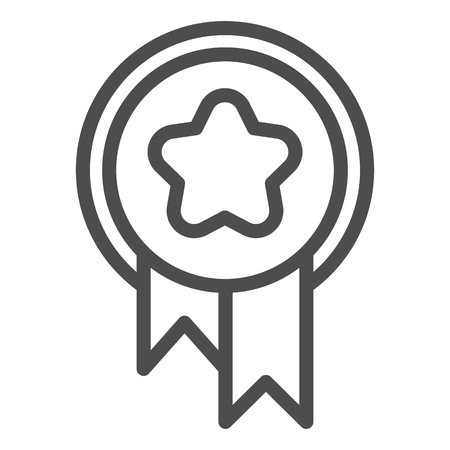 Award line icon. Medal with ribbon vector illustration isolated on white. Pet award outline style design, designed for web and app. Eps 10のイラスト素材