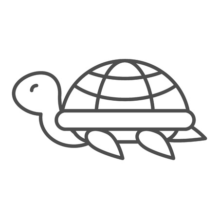 Turtle thin line icon. Animal vector illustration isolated on white. Tortoise outline style design, designed for web and app.のイラスト素材