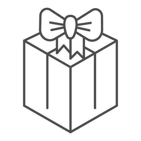 Gift box thin line icon. Present box vector illustration isolated on white. Package outline style design, designed for web and app.のイラスト素材