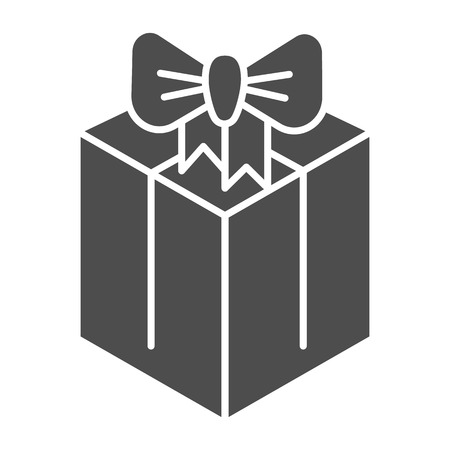 Gift box solid icon. Present box vector illustration isolated on white. Package glyph style design, designed for web and app.のイラスト素材