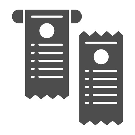 Pay check solid icon. Paper check vector illustration isolated on white. Cheque glyph style design, designed for web and app.のイラスト素材