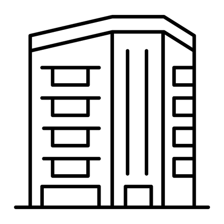Downtown skyscraper thin line icon. Architecture vector illustration isolated on white. Building outline style design, designed for web and app. Eps 10のイラスト素材