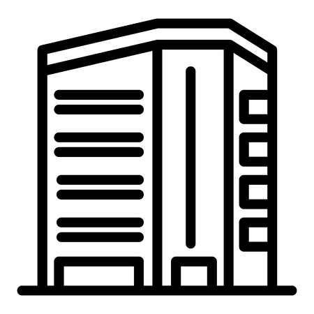 Downtown apartments line icon. Architecture exterior vector illustration isolated on white. Building outline style design, designed for web and app. Eps 10のイラスト素材