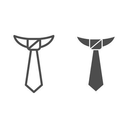 Tie line and glyph icon. Necktie vector illustration isolated on white. Formal clothes outline style design, designed for web and app. Eps 10のイラスト素材