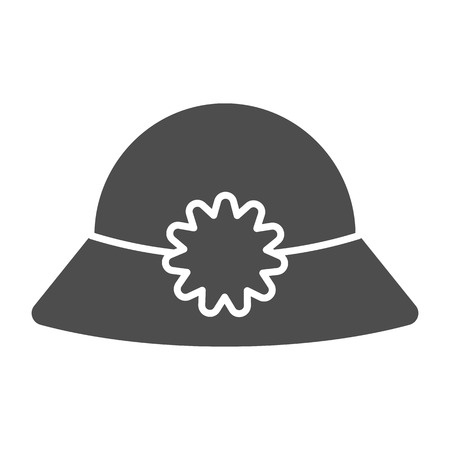 Women's hat solid icon. Summer hat vector illustration isolated on white. Cap glyph style design, designed for web and app. Eps 10のイラスト素材