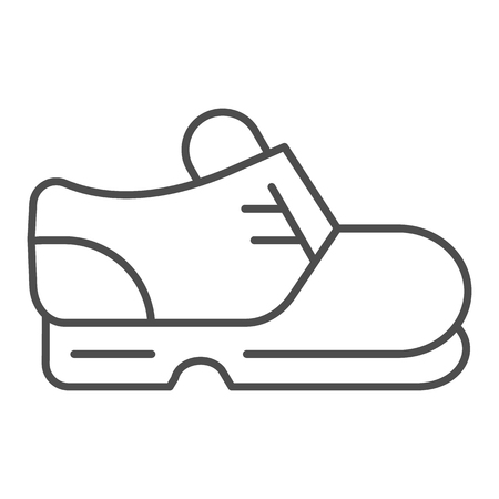 Hiking boot thin line icon. Footwear vector illustration isolated on white. Hike shoe outline style design, designed for web and app. Eps 10のイラスト素材