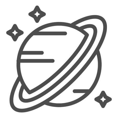 Saturn line icon. Planet vector illustration isolated on white. Saturn rings outline style design, designed for web and app. Eps 10のイラスト素材