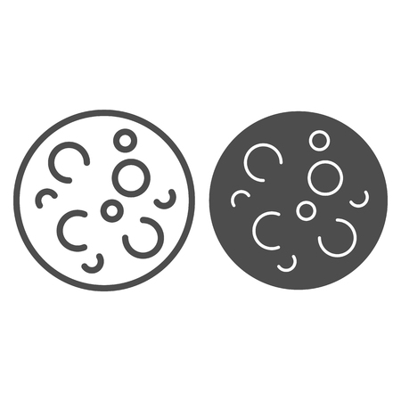 Moon with craters line and glyph icon. Full moon vector illustration isolated on white. Space outline style design, designed for web and app. Eps 10のイラスト素材