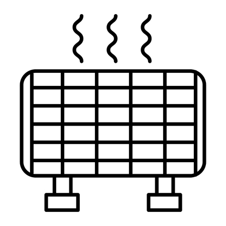 Solar battery thin line icon. Sun energy vector illustration isolated on white. Solar panel outline style design, designed for web and app. Eps 10のイラスト素材
