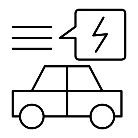 Electric car thin line icon. Ecology automobile vector illustration isolated on white. Ecology transport outline style design, designed for web and app. Eps 10のイラスト素材