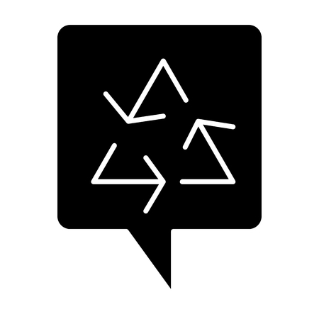 Speech bubble and recycle symbol solid icon. Eco sign in speech bubble vector illustration isolated on white. Recycle glyph style design, designed for web and app.のイラスト素材