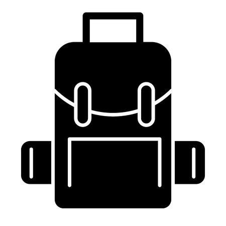 Backpack solid icon. School bag vector illustration isolated on white. Rucksack glyph style design, designed for web and appの写真素材