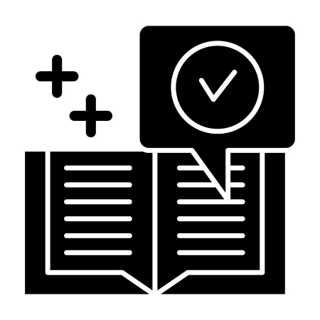 Checked notebook solid icon. Verified notes vector illustration isolated on white. Notes with tick glyph style design, designed for web and app.の写真素材