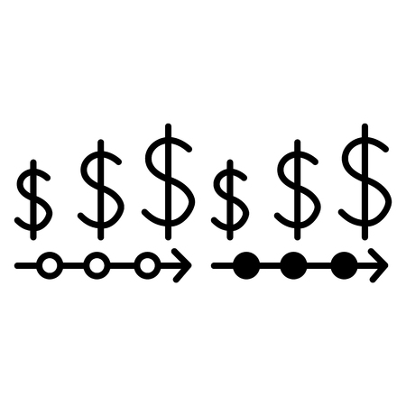 Currency rates line and glyph icon. Dollar rate vector illustration isolated on white. Finance outline style design, designed for web and app. Eps 10のイラスト素材