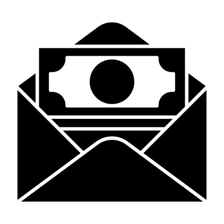 Money in envelope solid icon. Dollars vector illustration isolated on white. Cash glyph style design, designed for web and app.のイラスト素材