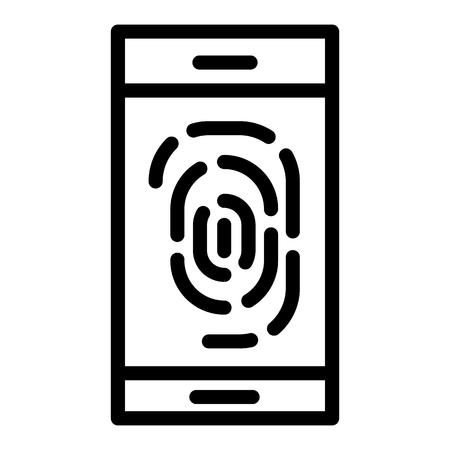 Fingerprint on smartphone line icon. Identification vector illustration isolated on white. Smartphone security outline style design, designed for web and app. Eps 10のイラスト素材