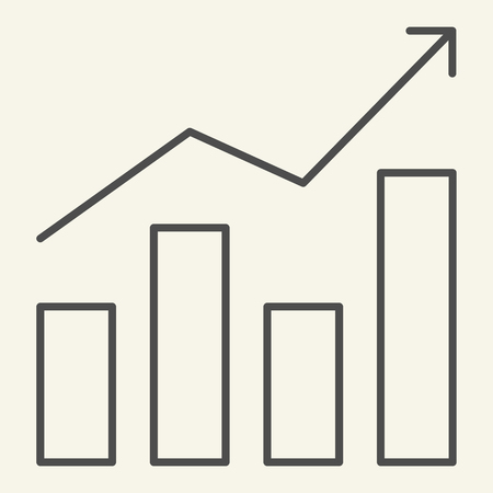 Diagram thin line icon. Growth graph vector illustration isolated on white. Chart outline style design, designed for web and app. Eps 10のイラスト素材