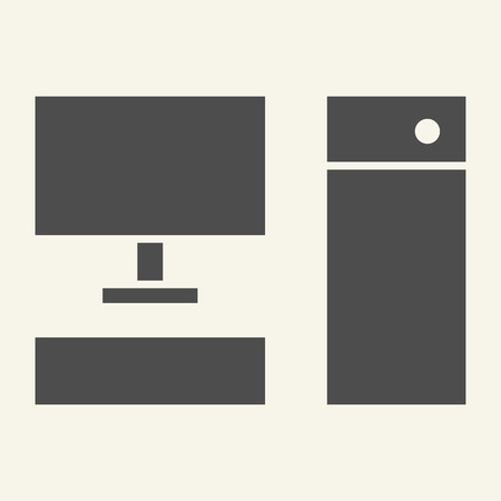 Computer solid icon. Pc vector illustration isolated on white. Desktop glyph style design, designed for web and appの写真素材