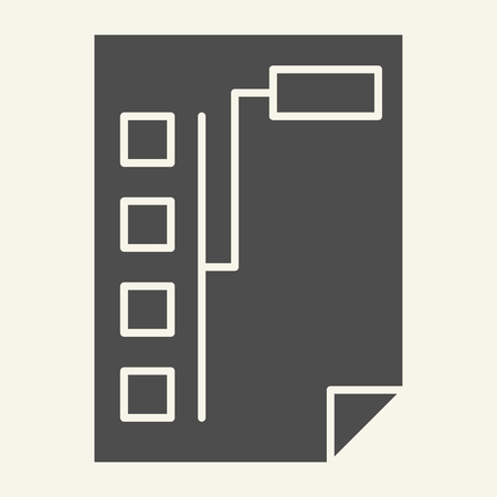 Document with graph solid icon. Paper with chart vector illustration isolated on white. Plan glyph style design, designed for web and app. Eps 10のイラスト素材