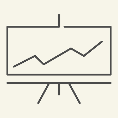 Presentation thin line icon. Infographic vector illustration isolated on white. Chart on board outline style design, designed for web and app. Eps 10のイラスト素材