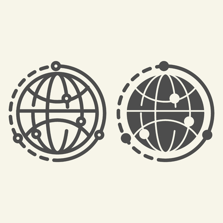 World line and glyph icon. Earth vector illustration isolated on white. Globe outline style design, designed for web and app. Eps 10のイラスト素材