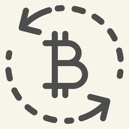 Bitcoin exchange solid icon. Circle arrows bitcoin vector illustration isolated on white. Cryptocurrency exchange glyph style design, designed for web and app. Eps 10のイラスト素材