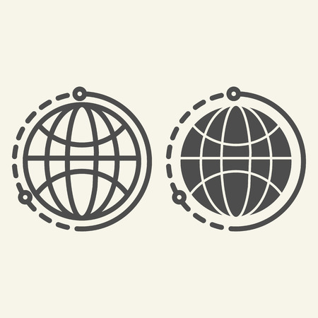 World line and glyph icon. Planet vector illustration isolated on white. Earth outline style design, designed for web and app. Eps 10のイラスト素材