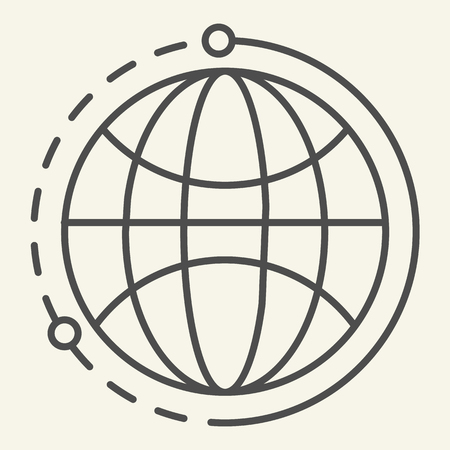 World thin line icon. Planet vector illustration isolated on white. Earth outline style design, designed for web and app. Eps 10のイラスト素材