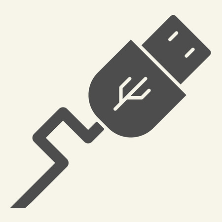 USB solid icon. Transfer vector illustration isolated on white. Cord glyph style design, designed for web and app. Eps 10のイラスト素材