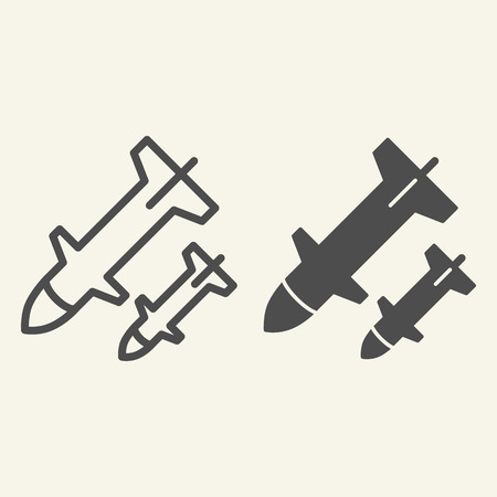Rocket launch line and glyph icon. Weapon vector illustration isolated on white. Missile outline style design, designed for web and app. Eps 10のイラスト素材