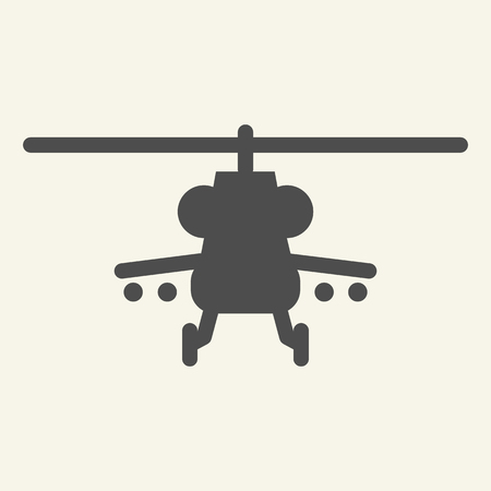 Combat helicopter solid icon. Military copter vector illustration isolated on white. Chopper glyph style design, designed for web and app. Eps 10のイラスト素材