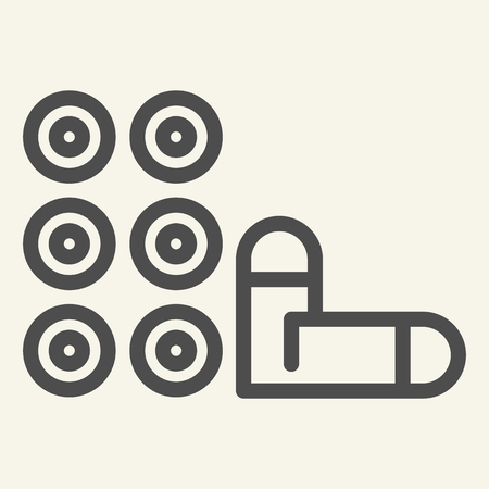 Bullets line icon. Weapon vector illustration isolated on white. Caliber outline style design, designed for web and app.のイラスト素材