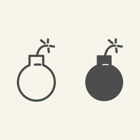 Bomb line and glyph icon. Ball vector illustration isolated on white. Boom outline style design, designed for web and app. Eps 10のイラスト素材