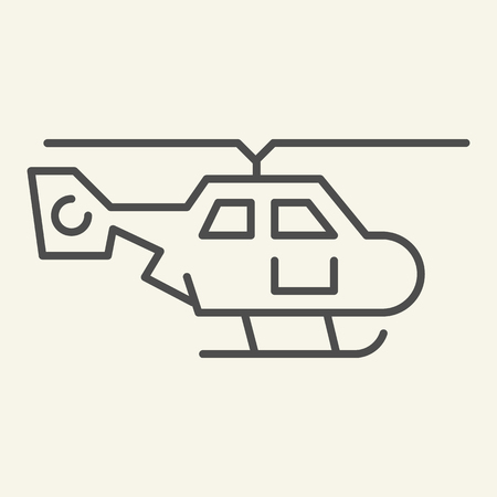 Helicopter side view thin line icon. Air transport vector illustration isolated on white. Chopper outline style design, designed for web and app. Eps 10のイラスト素材