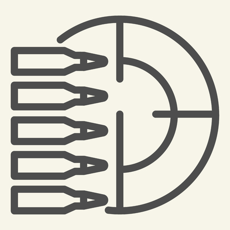Target practice line icon. Aim and bullets vector illustration isolated on white. Shot outline style design, designed for web and app. Eps 10のイラスト素材