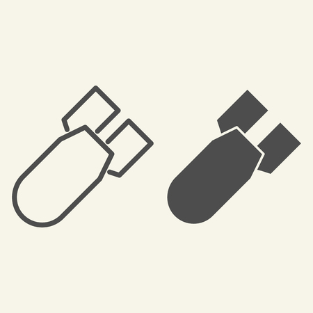 Submarine warhead line and glyph icon. Torpedo vector illustration isolated on white. Missile outline style design, designed for web and app. Eps 10のイラスト素材