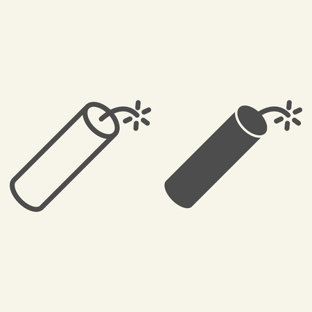 Dynamite line and glyph icon. Explosion vector illustration isolated on white. Bomb outline style design, designed for web and app. Eps 10のイラスト素材