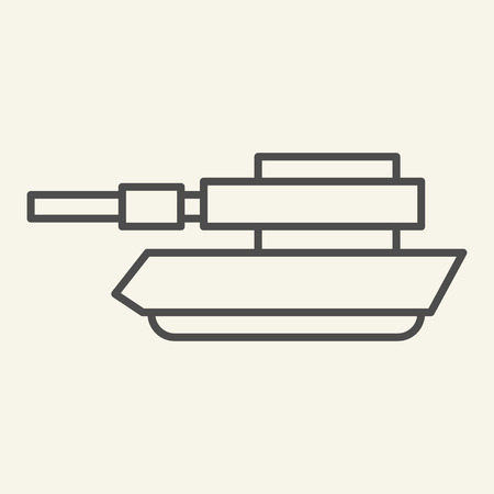 Tank thin line icon. Panzer vector illustration isolated on white. Machine outline style design, designed for web and app. Eps 10のイラスト素材