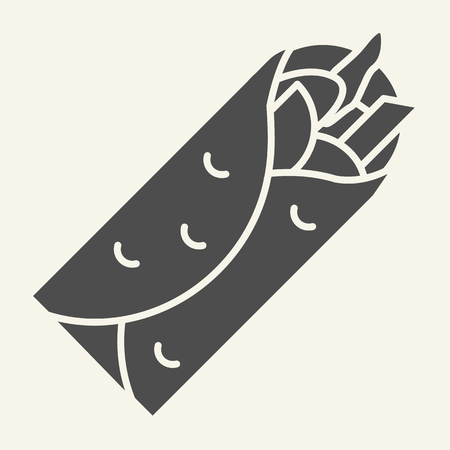 Taco solid icon. Mexican food vector illustration isolated on white. Burrito glyph style design, designed for web and app.のイラスト素材