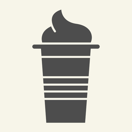 Refreshing beverage glass solid icon. Smoothie vector illustration isolated on white. Milkshake glyph style design, designed for web and app. Eps 10.のイラスト素材