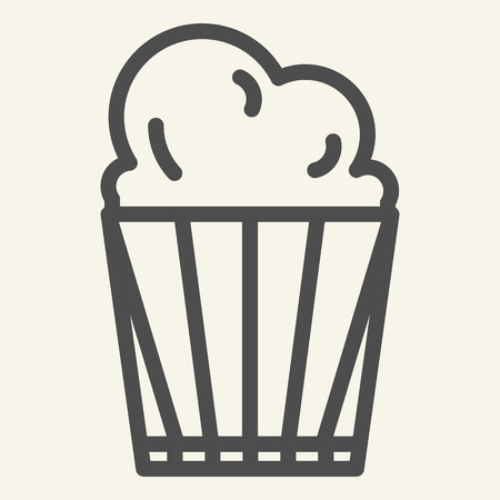 Popcorn line icon. Delicious vector illustration isolated on white. Popcorn bucket outline style design, designed for web and app. Eps 10.のイラスト素材
