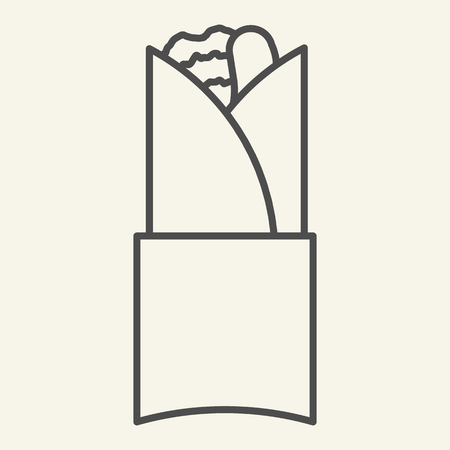 Doner kebab thin line icon. Shaurma vector illustration isolated on white. Burito outline style design, designed for web and app. Eps 10のイラスト素材