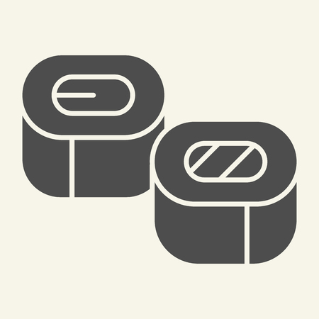 Sushi solid icon. Asian cuisine vector illustration isolated on white. Seafood glyph style design, designed for web and app. Eps 10.のイラスト素材