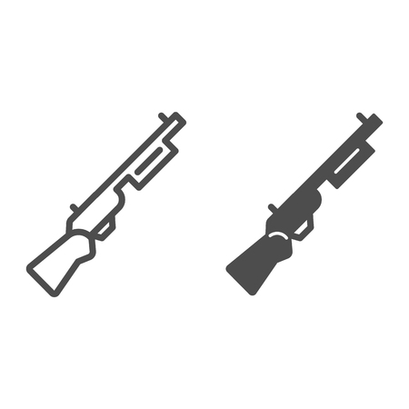 Shotgun line and glyph icon. Firearm vector illustration isolated on white. Weapon outline style design, designed for web and app. Eps 10のイラスト素材
