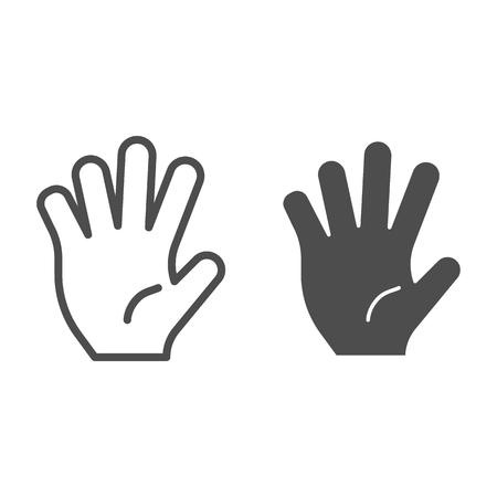 Hi five line and glyph icon. Five fingers gesture vector illustration isolated on white. Hand gesture outline style design, designed for web and app. Eps 10のイラスト素材