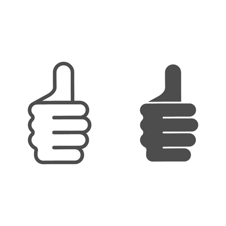 Thumb up gesture line and glyph icon. Like vector illustration isolated on white. Ok hand gesture outline style design, designed for web and app. Eps 10のイラスト素材