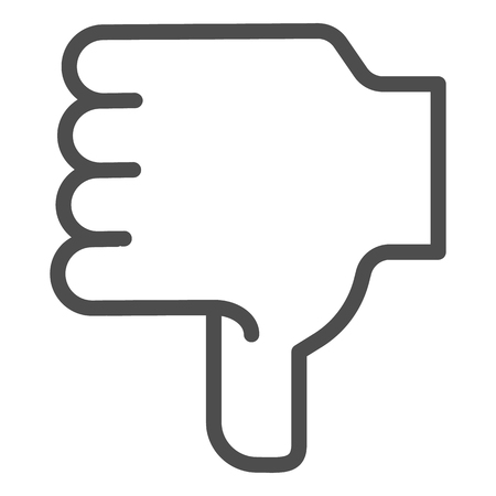 Dislike hand line icon. Thumb down vector illustration isolated on white. Unlike hand gesture outline style design, designed for web and app. Eps 10のイラスト素材