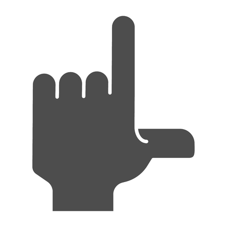 Pointing hand solid icon. Index finger pointing up vector illustration isolated on white. Cursor glyph style design, designed for web and app. Eps 10のイラスト素材