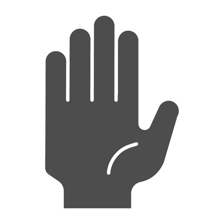 Hi five gesture solid icon. Stop hand vector illustration isolated on white. Palm glyph style design, designed for web and app. Eps 10のイラスト素材