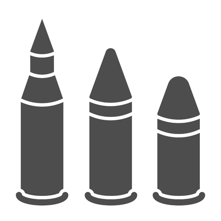 Bullets solid icon. Caliber vector illustration isolated on white. Ammo glyph style design, designed for web and app. Eps 10.のイラスト素材